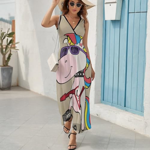 Robe longue d'été sans manches femmes coupe maxi fluide