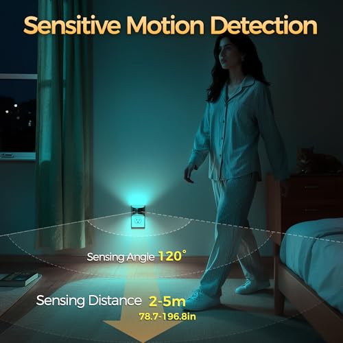 DORESshop LED Night Light[2 Pack], Night Lights Plug into Wall, 8-Color RGB LED Nightlight with Motion Sensor, Dusk to Dawn Sensor, Nightlights for Adults, Bedroom, Bathroom, Hallway — view 5