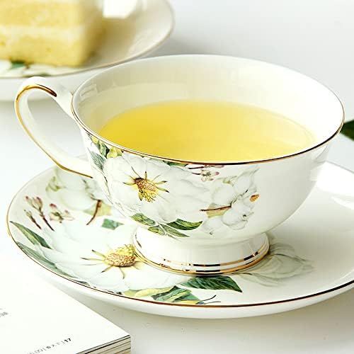 Tea Cup Set with Saucer Camellia Design Espresso Coffee Cups Cup and Saucer(1 Cup 1 Saucer) (1 Cup 1 Saucer)