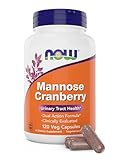 NOW Foods Mannose Cranberry, 120 Veg Capsules - with PAC - 450mg dMannose, 250mg Whole Cranberry - Bladder Cleanse and Urinary Tract Health* - Vegan Friendly Supplement, Non-GMO