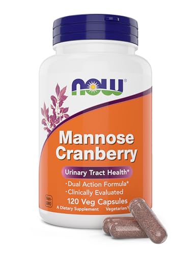 NOW Foods Mannose Cranberry 120 Veg Capsules - with PAC - 450mg dMannose 250mg Whole Cranberry - Bladder Cleanse and Urinary Tract Health* - Vegan Friendly Supplement Non-GMO