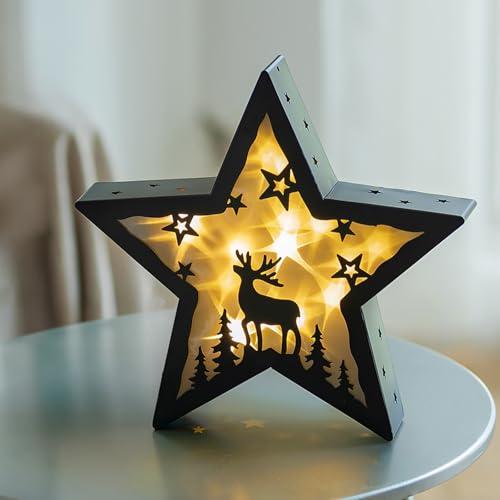 Sziqiqi Led Stern Stehend Weihnachtsdeko: Schwarz Weihnachtsstern...