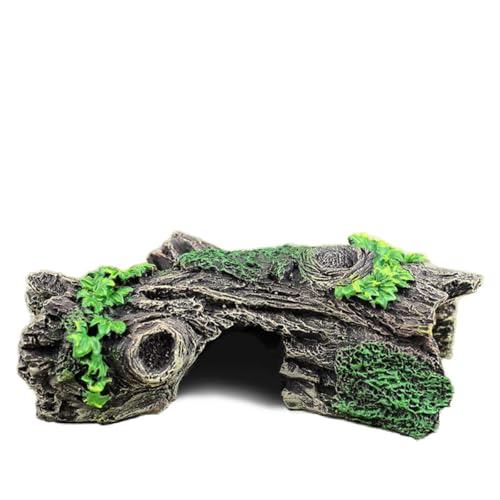 Harz Höhle Aquarium Deko, Aquarium Dekoration Hohl Stamm Simulation Baumstamm Polyresin Landschaft Aquarium Dekoration für Fische Garnelen Verstecken