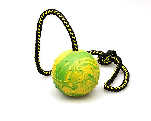 Dog Ball, K9 Ball, Solid Rubber Ball on Rope for Reward, Fetch, Play - 3