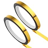 Lusofie 2 Rouleaux Ruban Adhésif Décoratif Doré Miroir Ruban Mylar Métallisé Auto Moulure Murale d'Art Graphique Papier Adhésif Décoratif des Murs Voitures Bateaux Ruban d'Aluminium Bricolage (50 m)