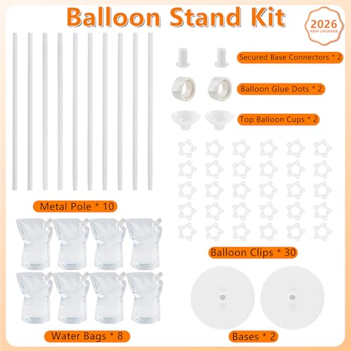 Image of Balloon Stand Kit Set of 2, 7FT Metal Balloon Pillars Stand with Base, Reusable Balloon Columns for Birthday, Wedding, Baby Shower, Graduation Party Decorations