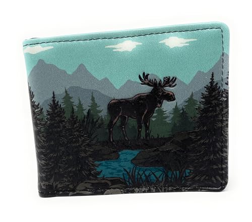 Shag Wear Wilderness Moose Billfold Wallet for Men and Teen Boys Vegan Faux Leather