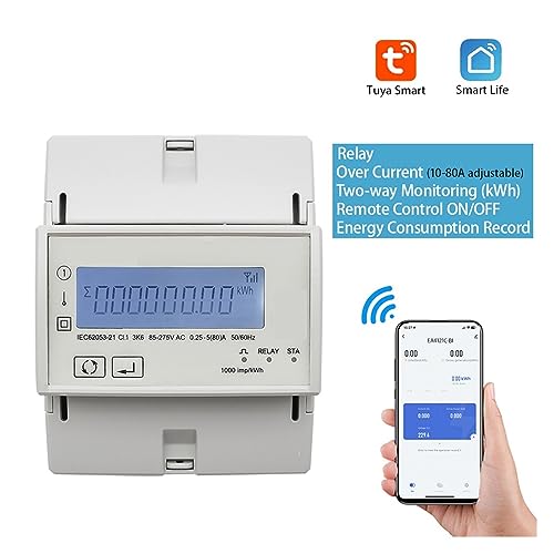 Medidor de energía bidireccional Zigbee 80A Monofásico Tuya con Hub para control de consumo KWh 2