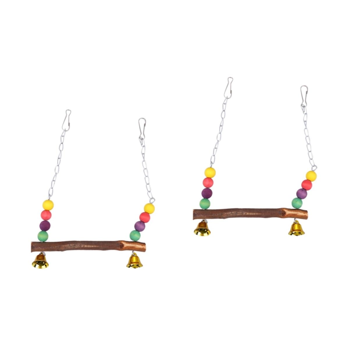 Angoily 2pcs Parrot Swing Toy Bird Swing Hanging Toy Colorful Beads for Parakeets Cockatiels Small Birds Educational Swing Safe and Fun Bird Toy