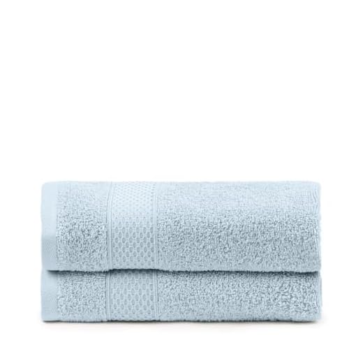 BOSKIMO Set de Serviettes de Bain en Coton de Haute qualité, Grande Serviette de Bain, Serviette à Main, Serviette de Douche, 100% Coton, 450 g (Bleu, Pack 2-30x50)
