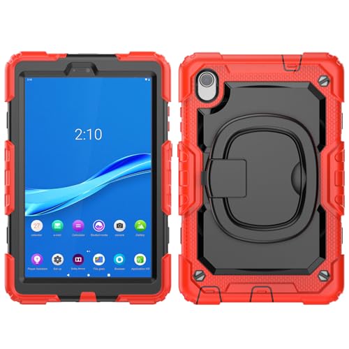 Coque Lenovo Tab M8 antichoc hybride robuste rouge avec poignée rotative