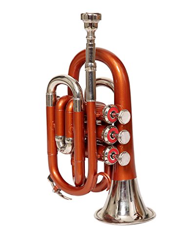 Pocket Trumpet Bb Pitch Including Mouthpiece And Carry Case (Orange Silver) #TOP1