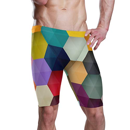 Fantasio Abstracto colorido hexagonal panal de abeja masculino traje de baño de poliéster sólido para hombre corredor de surf 1 Medium