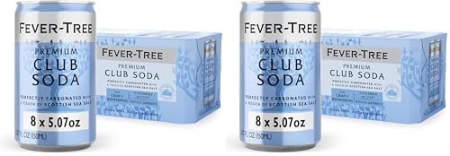 Image of Fever-Tree Club Soda - Premium Zero Calorie Mixer for Cocktails and Mocktails, 5.1 fl oz Cans, Pack of 16 - Naturally Sourced, Non-GMO