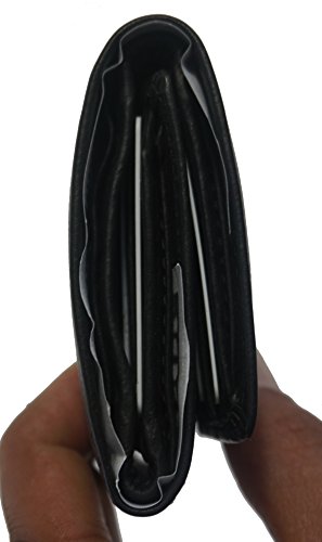 RFID Blocking Genuine Leather Slim Trifold Mens Wallet (Black)4