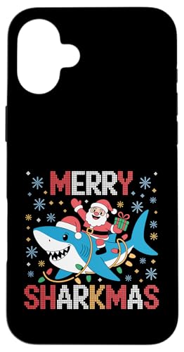 Merry Sharkmas AO[Z[^[ T^ CfBO V[N Cgt X}zP[X iPhone 16 Plus p