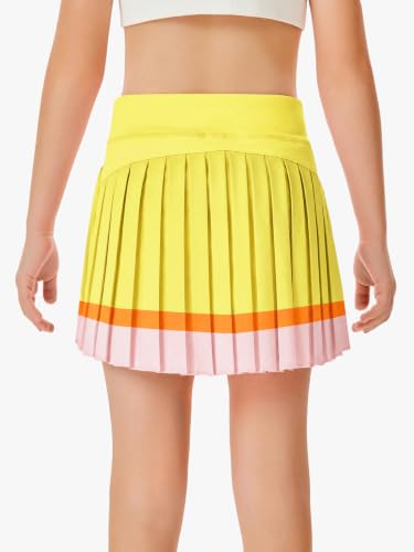 Image of Haloumoning Girls Pleated Skirts with Shorts Athletic Tennis Skorts Sport Performance Skirt with Pockets 4-14 Years