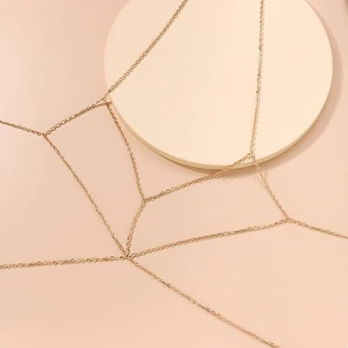 Gold Body Chain Jewelry For Women Body Chain Necklace Bikini Body Chain Waist Bracelet Personality Bikini Body Chain Belly Chain Jewelry For Girls (Silver) #TOP4
