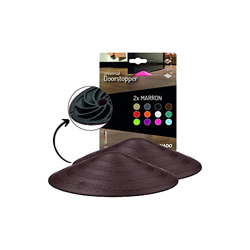 Doornado Arrêts de Portes en caoutchouc les plus résistantes au monde - Protection de Portes et Murs - 118x25mm - Inutile de Percer - Brun