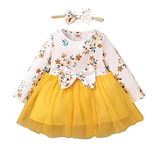 Tisetet Baby Girl Dresses Infant Girl Winter Fall Outfits Long Sleeve Flower Tutu Princess Dress for Little Girls Baby Clothes Baby Gifts (Yellow, 18-24 Months) Tisetet Baby Girl Dresses Infant Girl Winter Fall Outfits Long Sleeve Flower Tutu Princess Dress for Little Girls Baby Clothes Baby Gifts (Yellow, 18-24 Months)