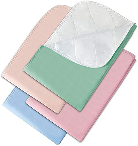 Careoutfit 100% Cotton Ultra Soft 5-Layer Washable and Reusable Incontinence Bed Pad - Waterproof Bed Pads, 33" X 35" (4 Pack)