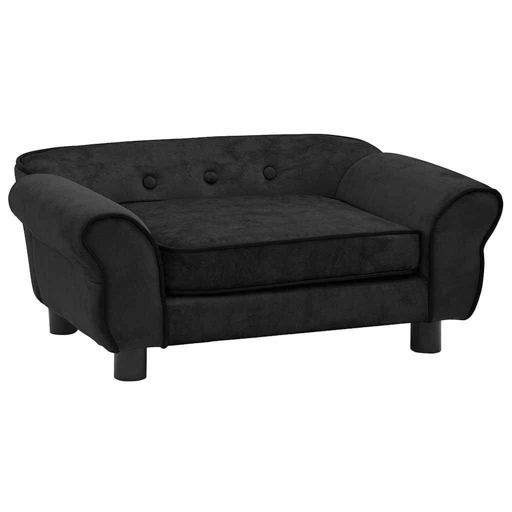 Sofa dla psa czarna 72 x 45 x 30 cm pluszowa z drewnianą ramą