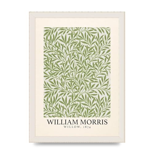 Lithobee - William Morris Willow 1874 - Printed Wall Art Design in Sizes A2, A3 & A4 Framed in a Stylish Quality Coloured Frame or Unframed (A4 White Grain Frame)