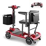 Portable Mobility Scooter, 20km Range, 130 kg Load Capacity, Anti-Tip Design, Replaceable Battery, TODIMART X17 Foldable Mobility Scooter for Adults