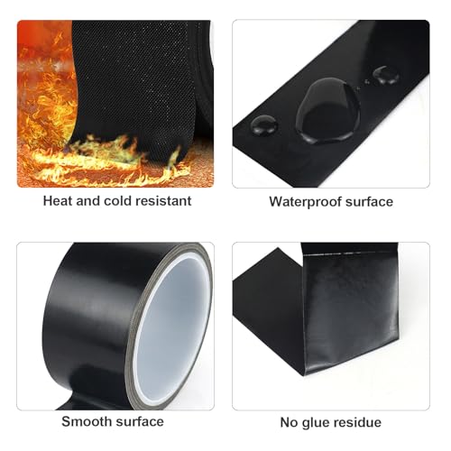 Image of BOMEI PACK Black PTFE Teflonn Glass Cloth Tape, 2'' x 33ft High Temperature Tape Fiberglass Adhesive, Heat Resistant for Fabric,High-Speed Sealing Machine,Vacuum Sealer Machine,1 Pack