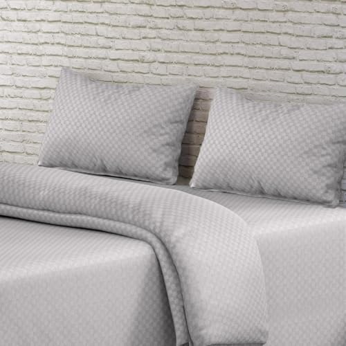 Image of Trance Home Linen 300TC 100% Cotton Jacquard Checks Pillow Covers | Set of 2 Pillow Cases |Standard Size (18 x 28 inch, Silver Grey)