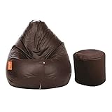 ORKA Classic XXL with Footstool Bean Bag Cover Without Beans - Brown
