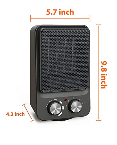 Small Space Heater Electric Ceramic Heater, Energy Efficient Mini Indoor Portable Heater With Tip-Over And Overheat Protection, Desk Quiet Space Heater For Bedroom, Office, Livingroom Use (Black) #TOP2