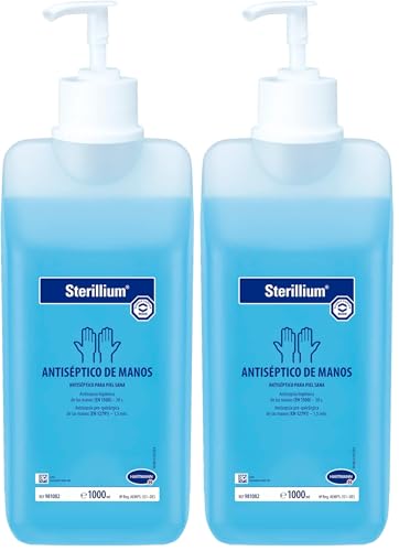 Sterillium: Antiséptico de manos, Hidroalcohólico, Desinfectante de manos, Hidratante, Deja las Manos Suaves, Acción Virucida, Bactericida, 1L (Paquete de 2)