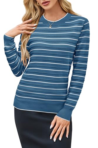 Image of Arach&Cloz Women's Soft Knit Sweater Fall Dressy Casual Pullover Tops