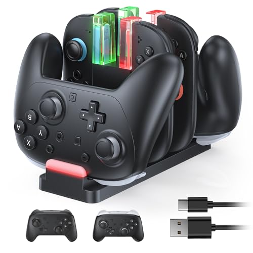 FASTSNAIL Ladestation für Nintendo Switch 2 Joycon, Controller Ladestation für Pro Controller 2&1 für Joycon 2, Zubehör ...