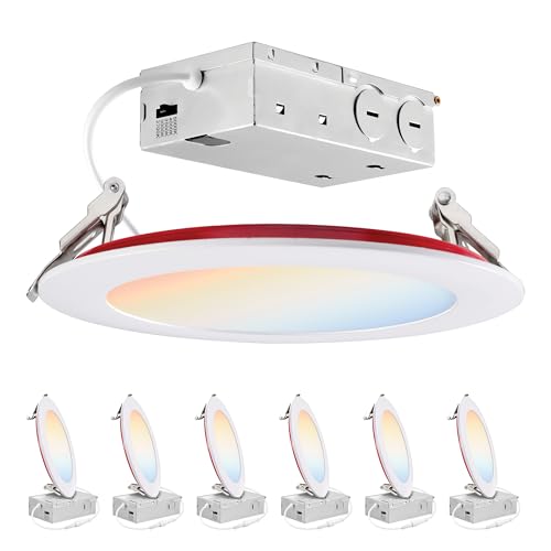 PARMIDA 6 Pack 6 Inch Fire Rated LED Recessed Light 2 HR Fire Rating, 5CCT