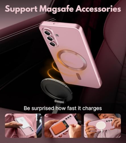 Image of DIZORO Samsung A27 Case, Compatible with Mag Safe Back Cover, Matte Luxury Metallic Luster Flexible TPU Wireless Charging Shockproof Case with Camera Protector (Metallic Silver)
