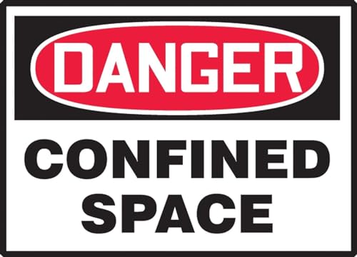 Accuform Signs LCSP266VSP Safety Label, Legend "DANGER CONFINED SPACE", 3.5" Length x 5" Width x 0.004" Thickness, Adhesive Vinyl, Red/Black on White (Pack of 5)