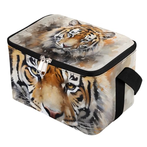 GzLeyigou Lunch Bags for Women Men 9 Cans,Animal Tiger Hot & Cold Food Delivery Bag Insulated Grocery Bag Insulated Lunch Box Tiger Cooler Bag for Office Work Picnic Beach