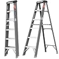 AMZOSS 6 Step Ladder, 6.2-Foot Fiberglass Step Ladder, 250 Pound Capacity Lightweight Portable Step Stool