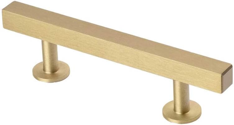 Lew's Hardware Bar Series 31-108 Solid Brushed Brass Cabinet Knobs and Pulls (10" Centers/14 Overall)
