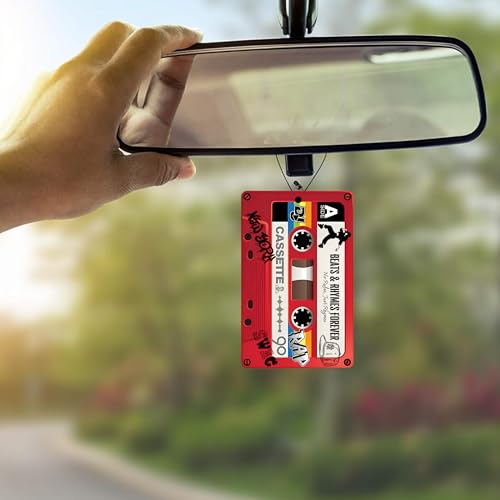 Image of Retro Cassette Car Air Freshener - 9 Pack Double Sided Vintage Music Mirror Decor Hanging Air Fresheners for Home and Auto Interior Gift - Long Lasting Odor Eliminator Car Scent