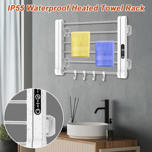 Keltne MJG25 Heated Towel Rack For Bathroom, 17 Inch X 4.3 Inch X 13", Electric Towel Warmer Rack Wall Mounted Or Adhesive thumb #6