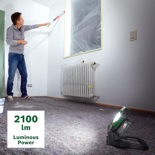 Bosch Akku- LED-Arbeitsleuchte/Baustellenlampe/mobiler Strahler UniversalWorkLight 18V-2100 (max. 2100 Lumen, 3 Helligkeitsstufen, Kopf mit 10 Klapppositionen; ohne Akku)