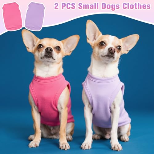 Winmany Sommer-Tanktop für kleine Hunde, für Mädchen und Jungen, Chihuahua, Shih Tzu, Zwergspitz-Shirts, Weste (Rosa + Lila, Größe XS), 2 Stück