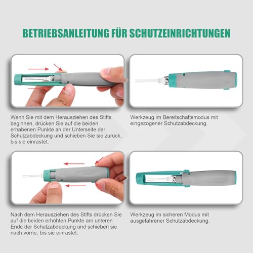 JRready JRconDRK-D230 Auspinwerkzeug Entriegelungswerkzeug Kfz Stecker mit Schutzhülle für TE Micro Timer Serie, TAB 1.6, AMP MCP 1.5K, FEP 1.5, Delphi DSQ 1.5, Bosch 0.6 Serie Terminal Removal Tool