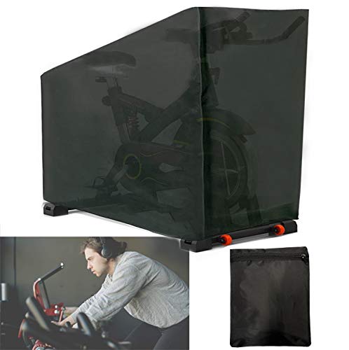 Exercise Bike Cover, Upright Waterproof Cycling Protective Cover with Storage Zipper Bag, Oxford Fabric Sun Proof Cover for Indoor and Outdoor Use, Black