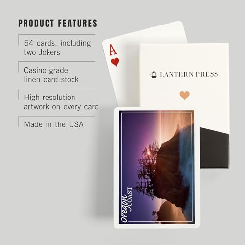 Lantern Press Oregon Coast Ocean Island Sunset Baraja de 52 cartas miniatura 3