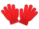 PINKSEE Kids Boys Girls Winter Warm Stretchy Knitted Magic Gloves Red