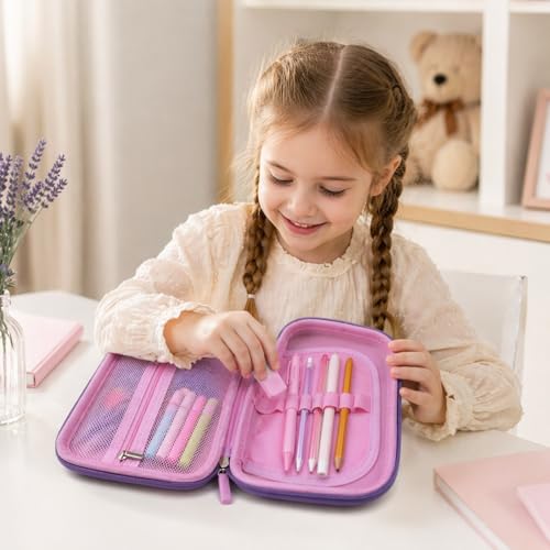Image of Goyal's Unicorn 3D EVA Hard Shell Pencil Pouch for Girls, Double Layer Geometry Box & Pencil Case, Large Capacity Waterproof Stationery Organizer with Zipper for Kids School Students